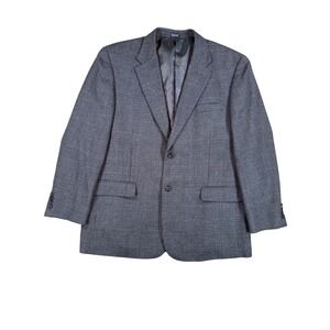Meeting Street Mens Grey Houndstooth Lambswool Cashmere‎ Blazer Jacket 2 Button